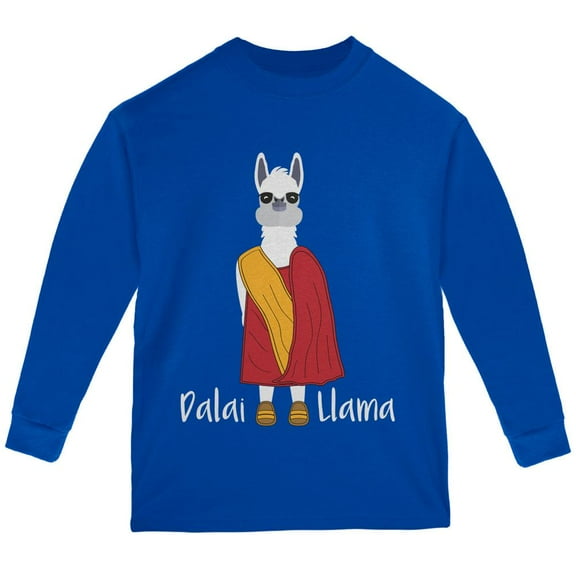 Funny Dalai Lama Llama Pun Youth Long Sleeve T Shirt Royal YXL