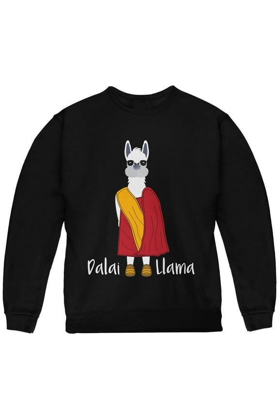 Funny Dalai Lama Llama Pun Youth Sweatshirt Black YXL