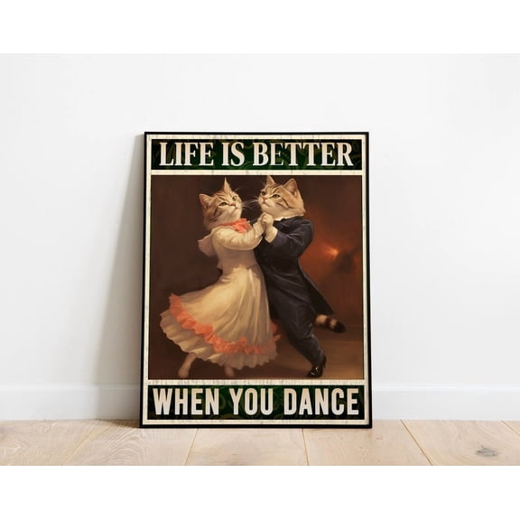 Funny Dancing Cats Print Funny Wall Art Decor Wall Art Funny Cat Cat Lovers Wall Art