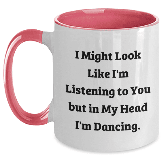 Funny Dancing Gifts from Friends to Men, Unique Two Tone Coffee Mug for Dancing Enthusiasts, In Their Head I'm Dancing Quote, Father's Day Unique Gifts for Him