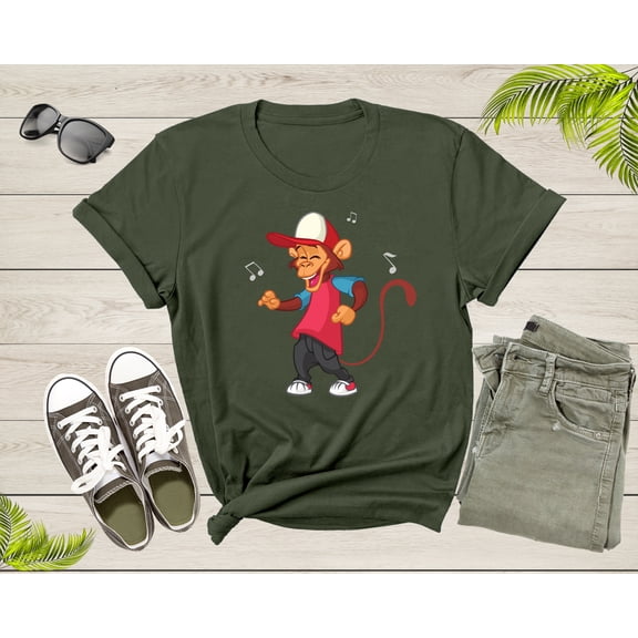Funny Dancing Monkey Ape Music Note for Men Women Boys Girls T-Shirt Monkey Lover Gift T Shirt for Men Women Kids Boys Girls Graphic Tshirt
