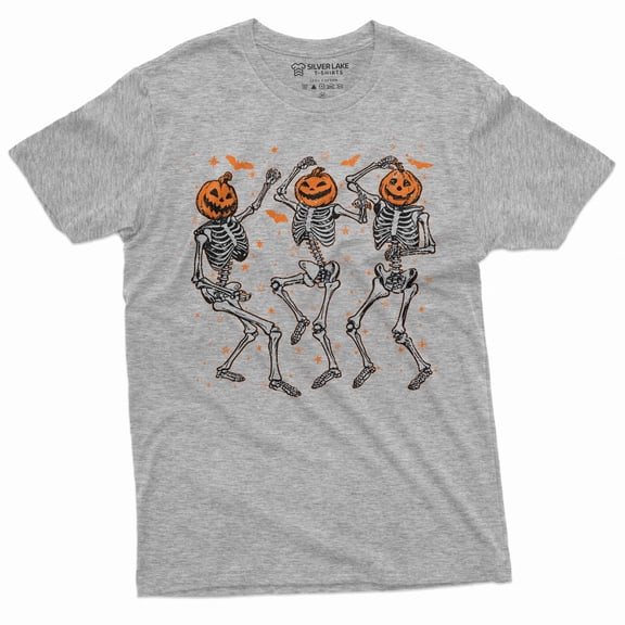 Funny Dancing Skeletons Shirt Halloween Joke Shirt Humorous Gifts Halloween Skeleton Shirts (Small Grey)