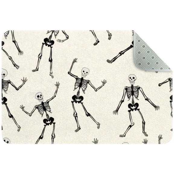 Funny Dancing Skeletons Small Area Rug, Non-Slip Door Mat Indoor Floor Mat, Washable Kitchen Rug Entrance Door Mat for Bedroom Living Room