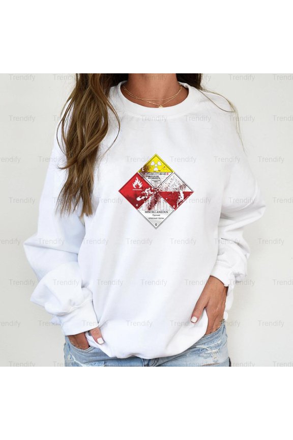 Funny Danger Warning Sign Minimalist Retro Humor Graphic Unisex Sweatshirt - Breathable Material M391120, Up to Size 5XL