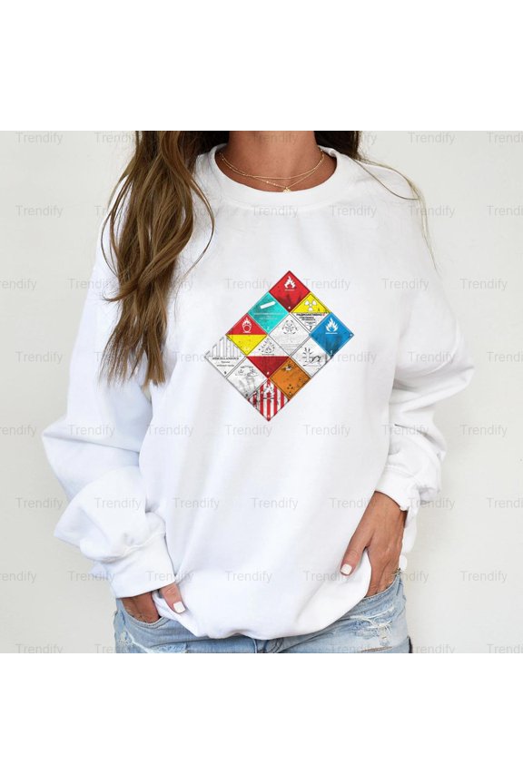 Funny Danger Warning Sign Minimalist Retro Humor Graphic Unisex Sweatshirt - Machine Washable M391118, Up to Size 5XL