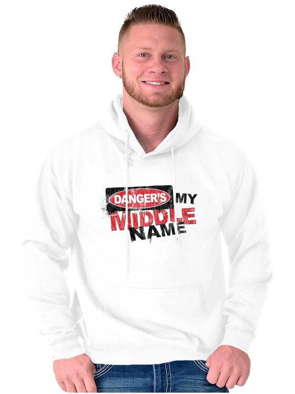 Funny Danger is My Middle Name Hoodie Hooded Sweatshirt Men Brisco Brands X