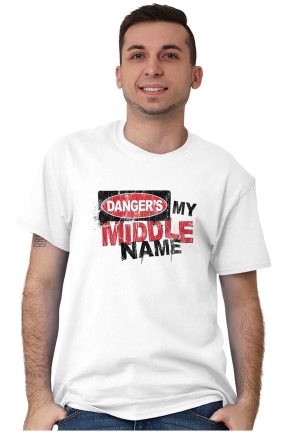 Funny Danger is My Middle Name Men's Graphic T Shirt Tees Brisco Brands L