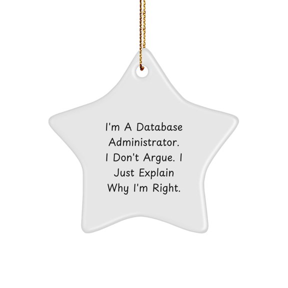 Funny Database Administrator Gifts for Men - Star Ornament, 'I'm A Database Administrator. I Don't Argue. I Just Explain Why I'm Right.' - Christmas Unique Gifts from Friends, Coworkers to Family