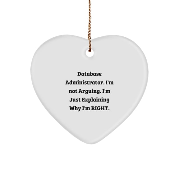 Funny Database Administrator Heart Ornament Gifts from Men to Colleagues, Christmas Unique Presents for Database Administrators Friends