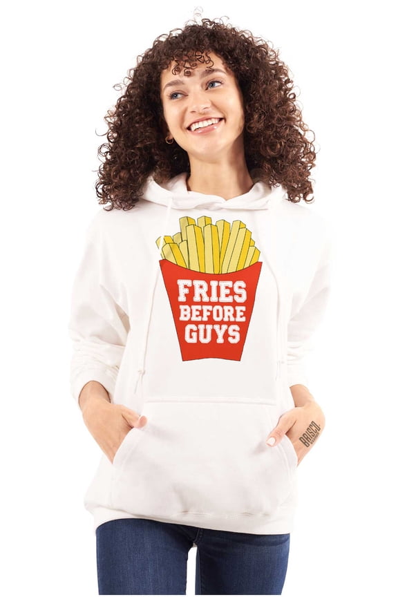 Funny Dating Fries Before Guys Women Plus Size Graphic Pullover Hoodie Brisco Brands 5X