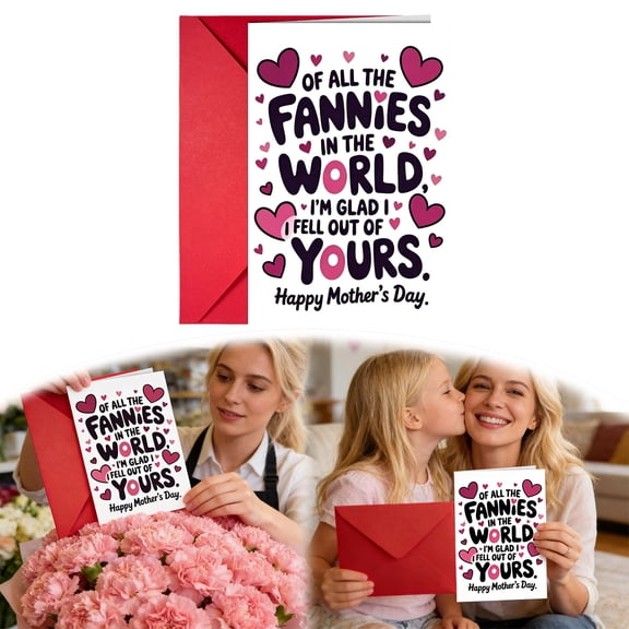 Funny Day Card For Mom Of The Fannies In The World I'm Glad I Fell Out Of Yours Humorous Greeting Card With Red Envelope Day From Daughter Son Greeting Card Home Decor