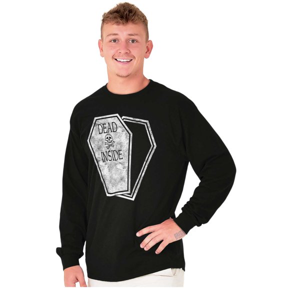 Funny Dead Inside Coffin Sarcastic Long Sleeve TShirt Men Women Brisco Brands X