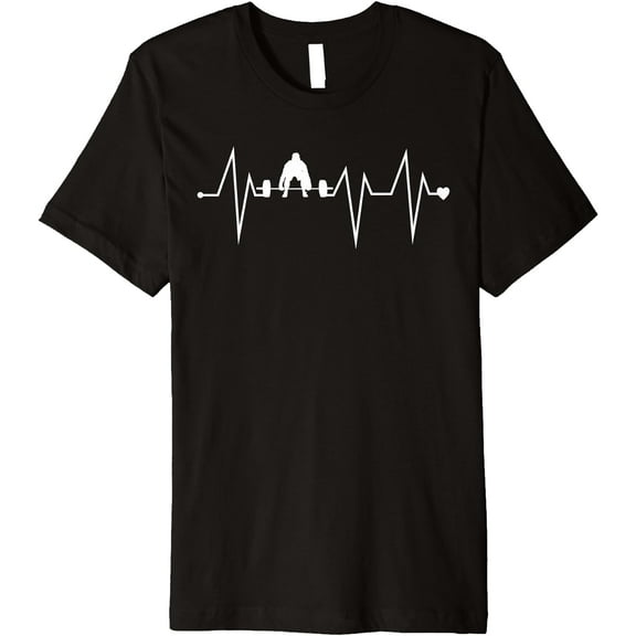 Funny Deadlifting Gym Fitness Heartbeat Heart Pulse Rate EKG Premium T-Shirt