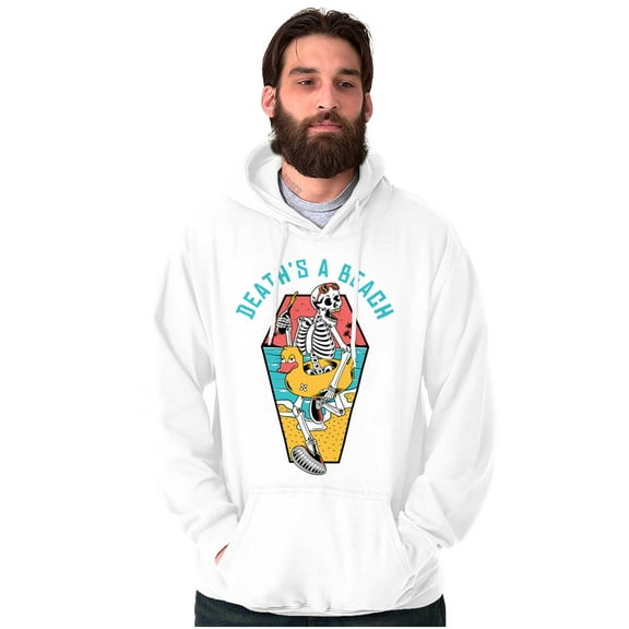 Funny Death's a Beach Skeleton Unisex Plus Fleece Graphic Hoodie Brisco Brands 3X