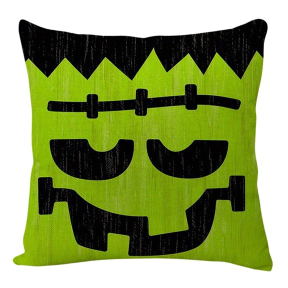 Funny Decorative Pillowcase, Suitable For Living Room Bedroom Sofa Bedside Car, Unique Frankenstein Face Pattern With Stitched Details And Zigzag Hair