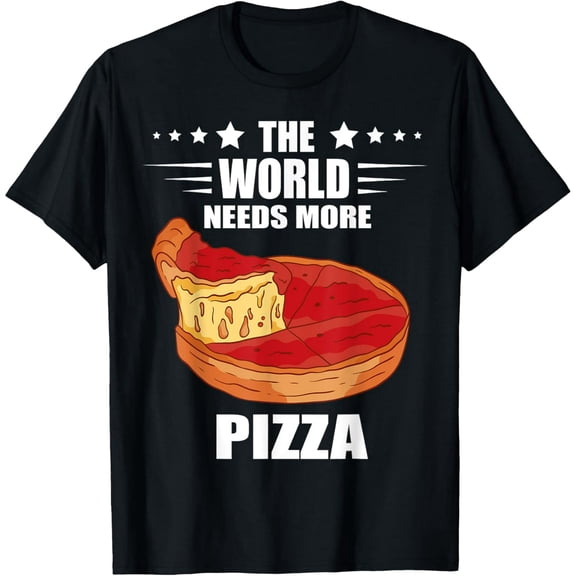 Funny Deep Dish Pizza Slice Food Lover Unisex Casual Short Sleeve T-Shirt