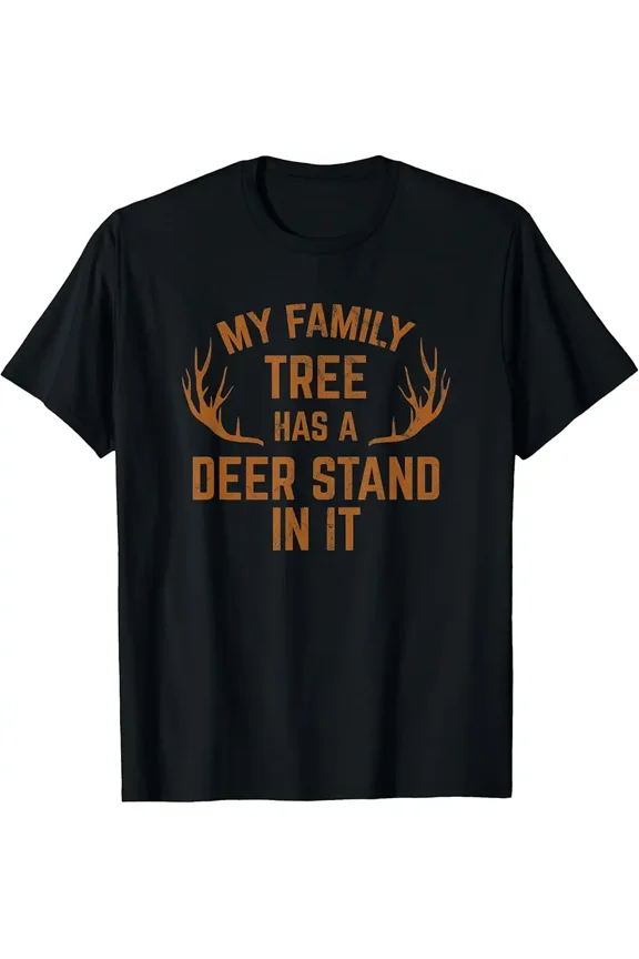 Funny Deer Hunter Family Tree Quote Unisex Casual Short Sleeve T-Shirt