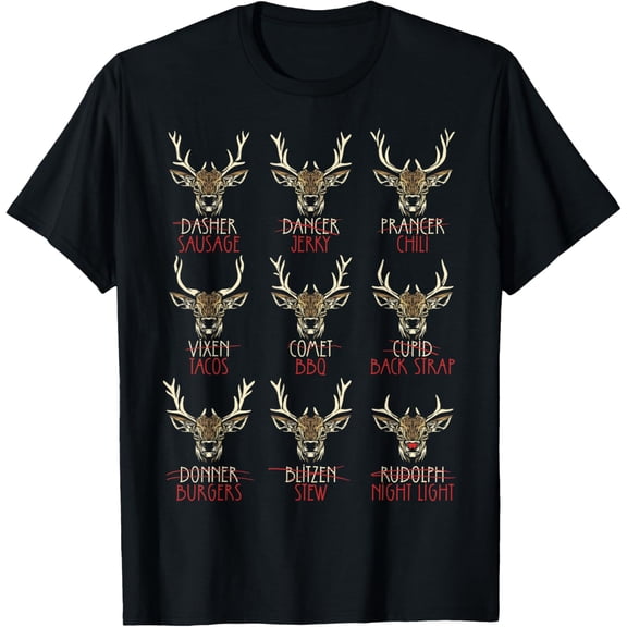Funny Deer Hunters All of Santa's Reindeer Hunting Mens T-Shirt