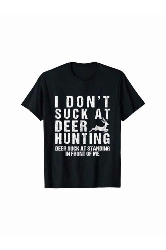 Funny Deer Hunting T-Shirt Men's Humorous Hunter Graphic Tee Black