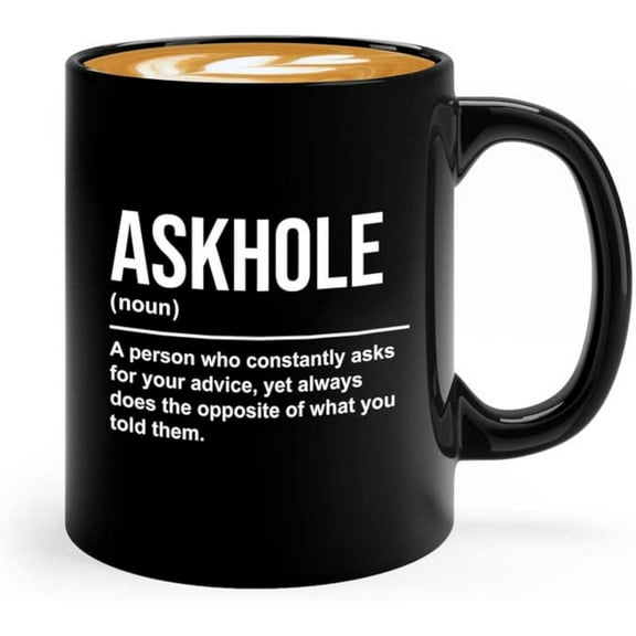 Funny Definition Coffee Mug 11oz Black - Askhole definition - Sarcastic Noun Jokes Funny Coworker Humor Employee Workplace Corporate Email Lingo
