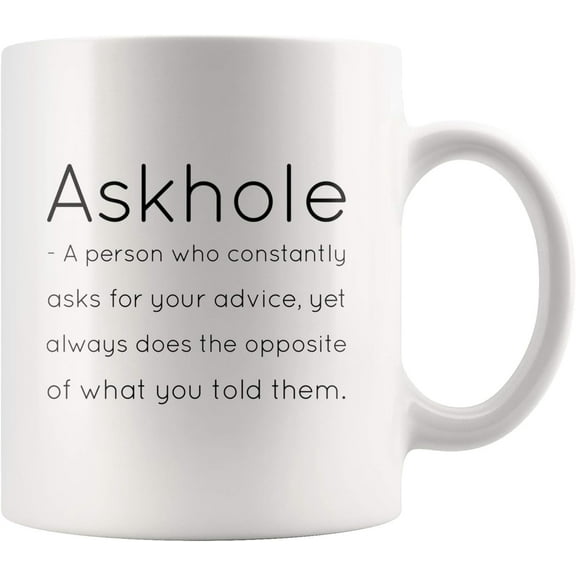 Funny Definition Mug Askhole Grammar Coffee Mug 11 Oz Ceramic Espresso Cups Humorous Coffee Mugs With Funny Saying White 2YB6OF