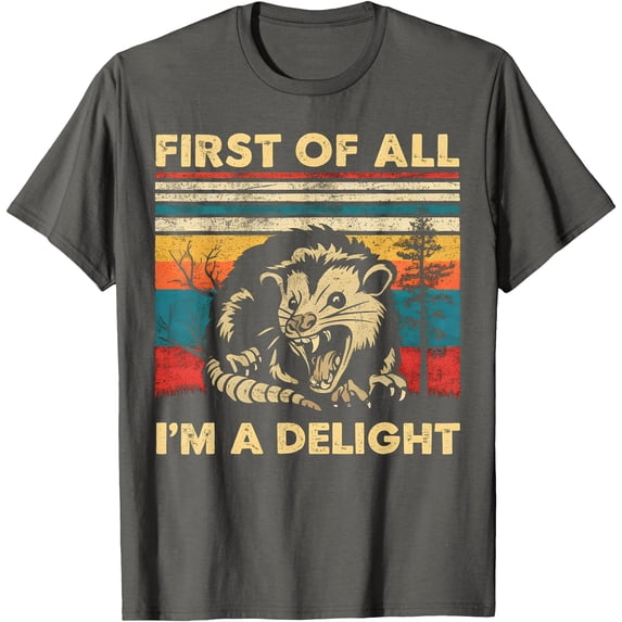 Funny Delight Opossum Unisex T-Shirt for Men Women Kids Toddler,Charcoal Color,Size 4XL