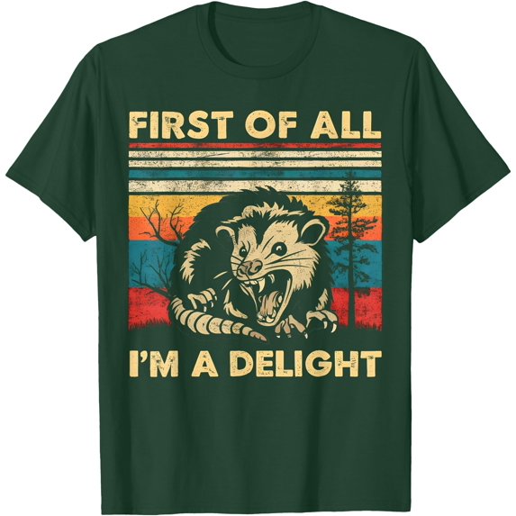 Funny Delight Opossum Unisex T-Shirt for Men Women Kids Toddler,Forest Green Color,Size L
