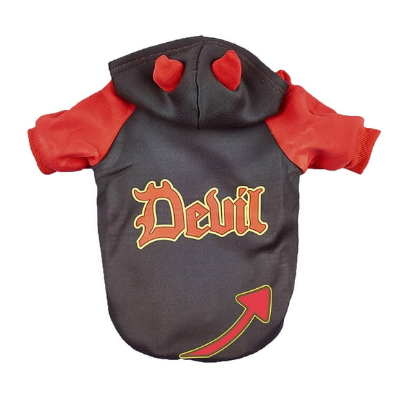 Funny Demon Hoodie for French Bulldog Pets - Black & Red Transformation for Halloween and Parties - Black
