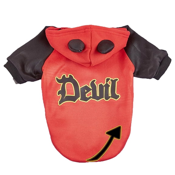 Funny Demon Hoodie for French Bulldog Pets - Black & Red Transformation for Halloween and Parties - Red