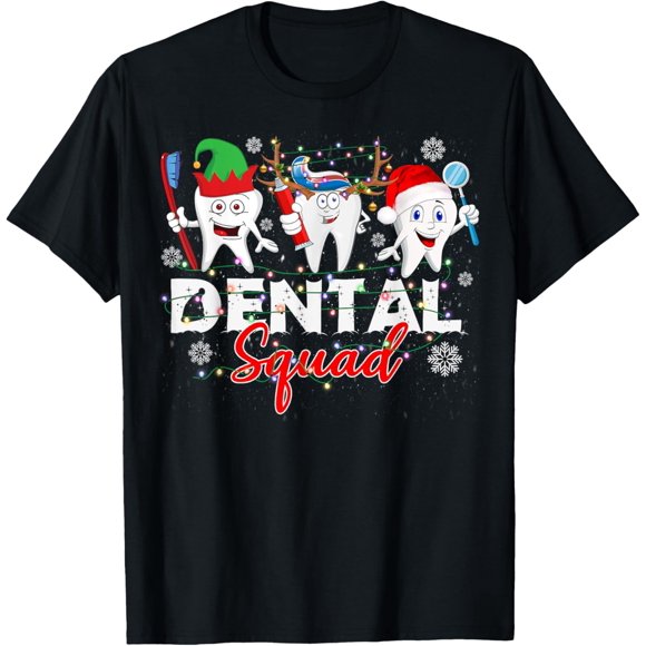 Funny Dental Squad Santa Reindeer Elf Tooth Dentist Xmas T-Shirt