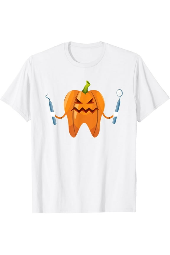 Funny Dentist Dental Halloween Teeth Assistant Dental T-ShirtMen's and women's pure cotton short-sleeved shirts