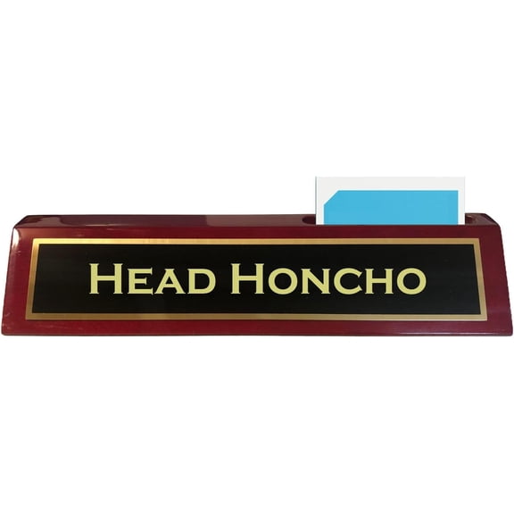 Funny Desk Wedge Novelty Name Plate Rosewood Finish Head Honcho Business Home Office