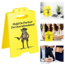Funny Desktop Ornament Hold On Partner I'm Overstimulated Sign Humor Desk Decoration for Bedroom Cubicle Table Study Room Stress