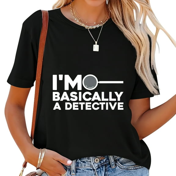 Funny Detective Art Women True Crime Morbid Spy Womens Short Sleeve Shirt - Fashionable Graphic Print Top