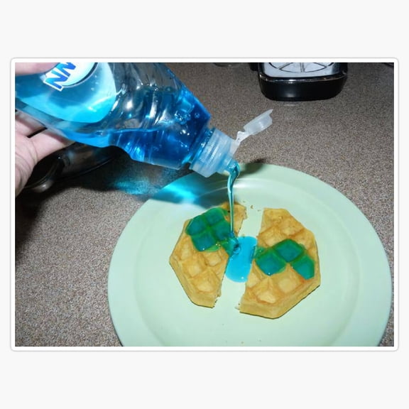Funny Detergent Liquid On Grid Waffle Bad Kitchen Sarcastic Detergent Prank Joke Decal For Skateboard Sticker
