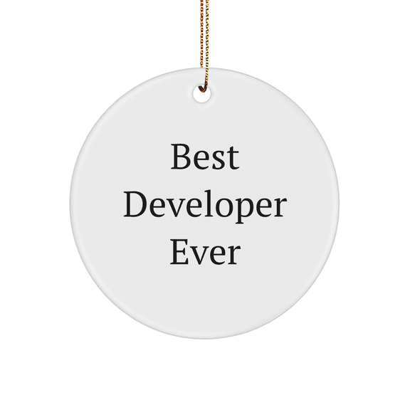 Funny Developer Gifts - 'Best Developer Ever' Circle Ornament for Men, Women, Coworkers, Family, Friends, Christmas Unique Gifts