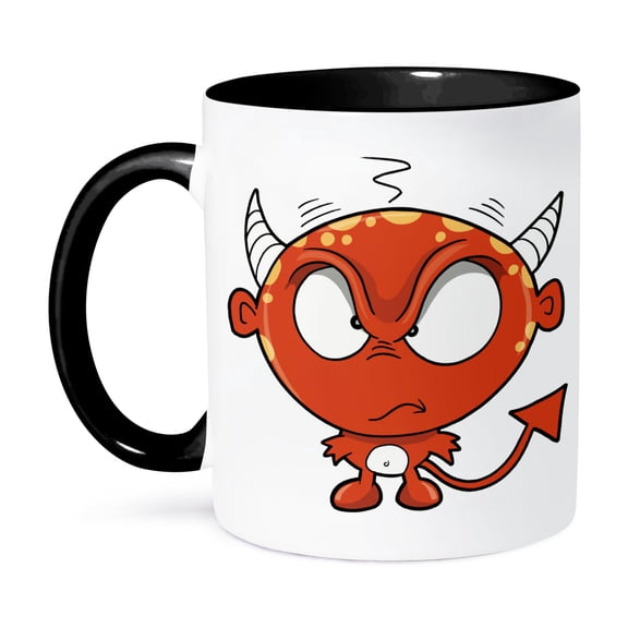 3dRose, Funny Devil With An Attitude Cartoon Creature, 11oz Two-Tone Black Mug