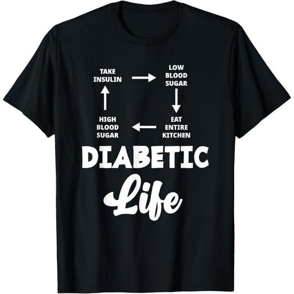 Funny Diabetic Type 1 Diabetes T1D Diabetes Awareness T-ShirtMen's and women's gift, black and white T-shirt, size: Extra large S-4XL