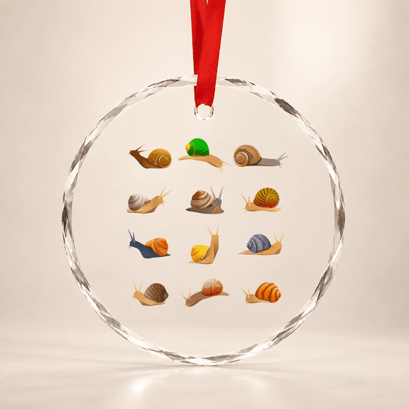 Funny Different Snails Gift Kids Men Women Cool Shellfish Glass Ornament