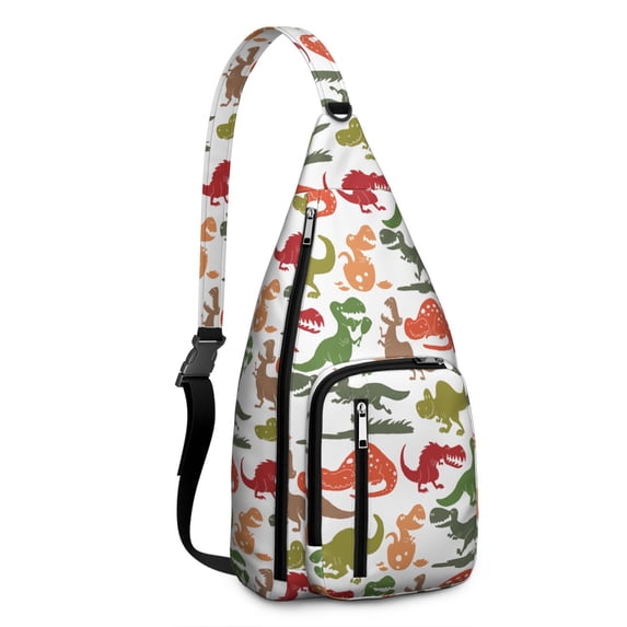 Funny Dino Print Shoulder Bag - Cartoon Dinosaur Crossbody Pack (Easy to Carry)
