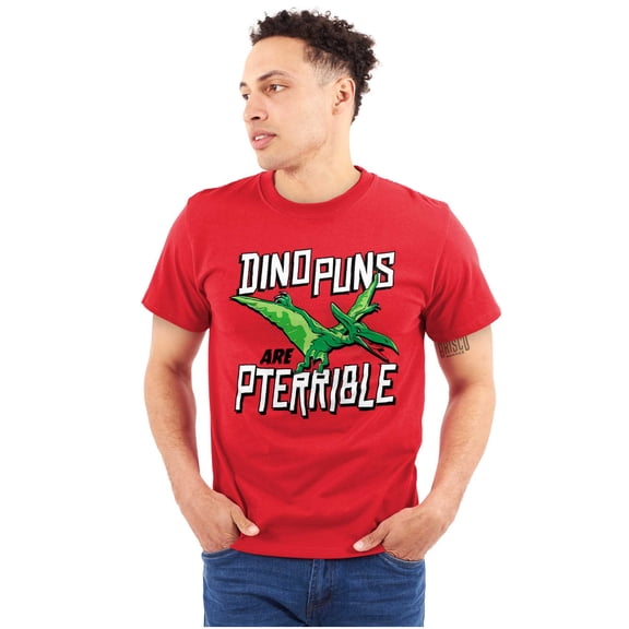 Funny Dino Puns Are Pterrible Joke Men's Graphic T Shirt Tees Brisco Brands X