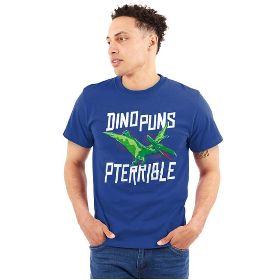 Funny Dino Puns Are Pterrible Joke Plus Size Crewneck Graphic Tee Shirt Brisco Brands 5X