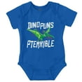 thumbnail image 1 of Funny Dino Puns Are Pterrible Joke Romper Boys or Girls Infant Baby Brisco Brands NB, 1 of 6
