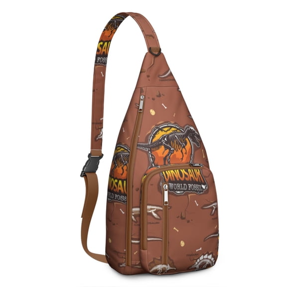Funny Dino Skeleton Sling Bag - Prehistoric Pattern Cooler, Reusable Tote for Work & Travel