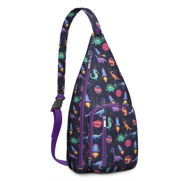 Funny Dino Sling Bag - Cartoon Dinosaur Pattern Thermal Tote, Reusable Eco-Friendly Cooler for Picnics & Commuting