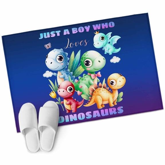 Funny Dinosaur Area Rugs Collection 2'x3', Cute Dino Purple Cartoon Boys Girls Children Non Slip Indoor Rectangle Throw Runner Rug Floor Mat Carpet for Living Room Dining Table Bedroom Nursery