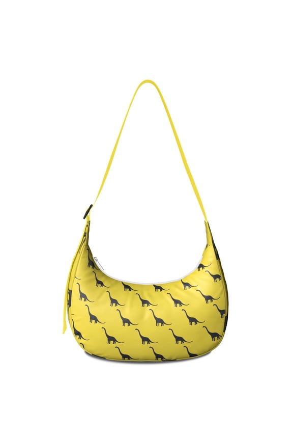 Funny Dinosaur Crescent Crossbody Bag for Mens Women , Colorful Cartoon Dino Skeleton Pattern Shoulder Bag, Jurassic Print Travel Backpack