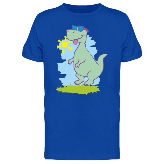 Funny Dinosaur On Hot Summer T-Shirt Men -Image by Shutterstock, Male Large