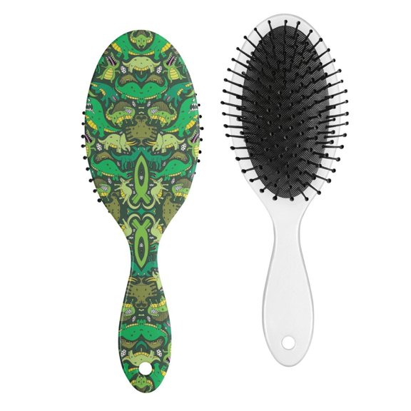 Funny Dinosaur Paddle Brush - Gentle on Wet & Dry Hair, No-Pull Bristles, Vibrant Dino Lover Design for Women & Girls