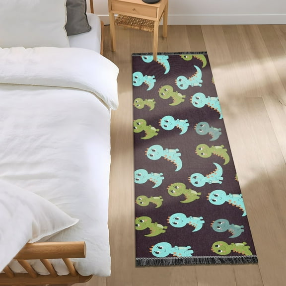 Funny Dinosaur Runner Area Rug 2x6 Soft Non-Slip Washable Bedside Carpet for Hallway Bedroom Living Room Home Decor